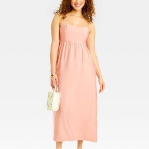 A New Day Women's Pink Casual‎ Midi Dress Spaghetti Straps Cutout Back Sz M​